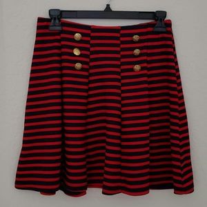 Red and Navy Striped Skirt